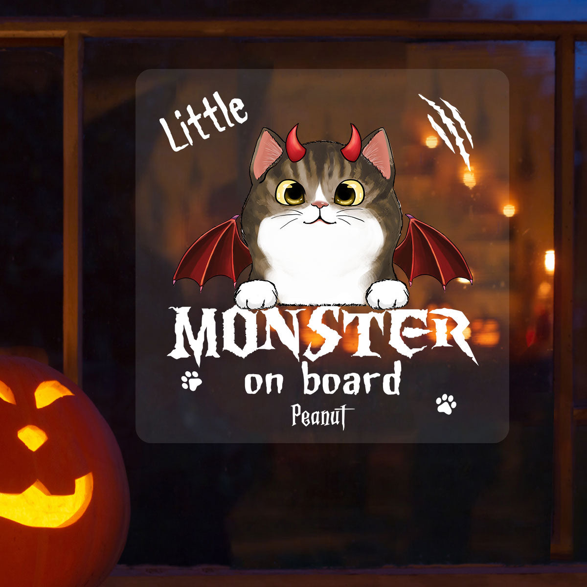 Little Monsters On Board Halloween Dogs Cats Personalized Decal, Halloween Decor