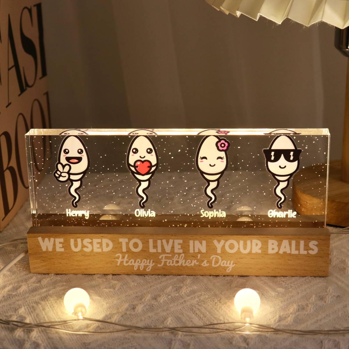 Little Cute Kids Happy Father‘s Day Personalized Acrylic Block LED Night Light