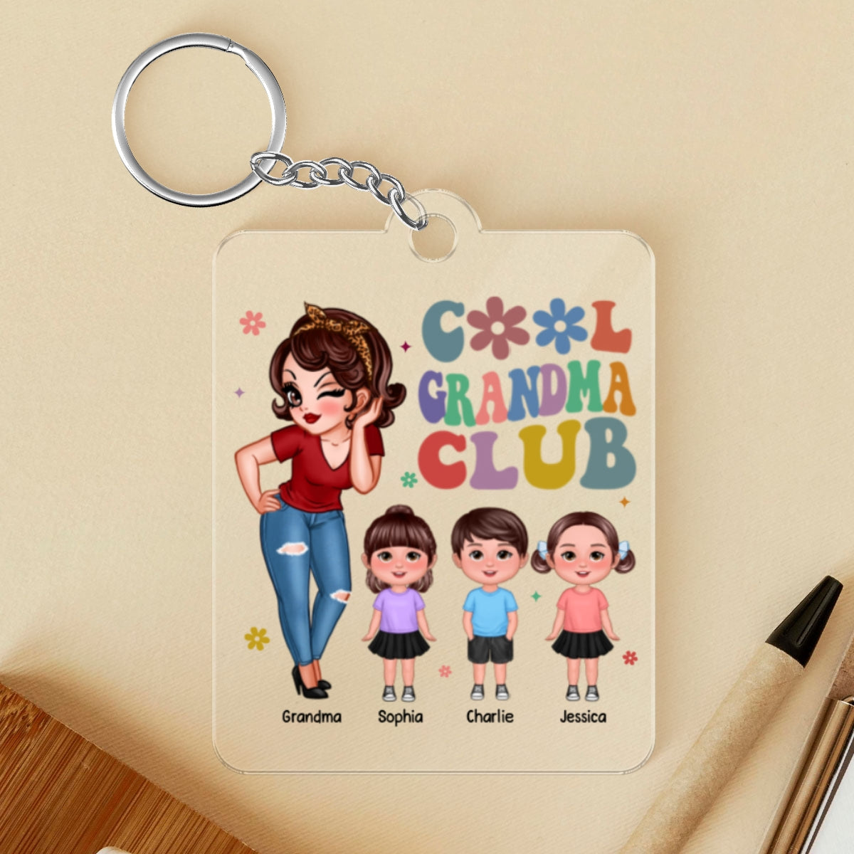 Cool Grandma Club Personalized Acrylic Keychain, Gift For Grandma