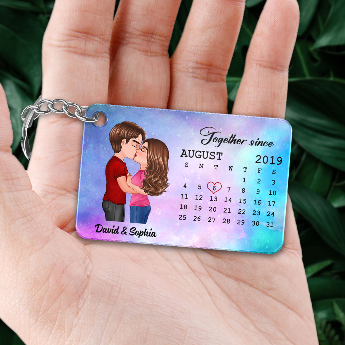 Couple Kissing Together Since Calendar Favorite Song QR Code Personalized Acrylic Keychain