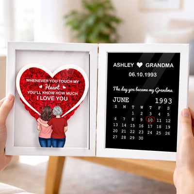 Whenever You Touch My Heart You'll Know How Much I Love You - Personalized Flower Shadow Box - Gift For Grandma