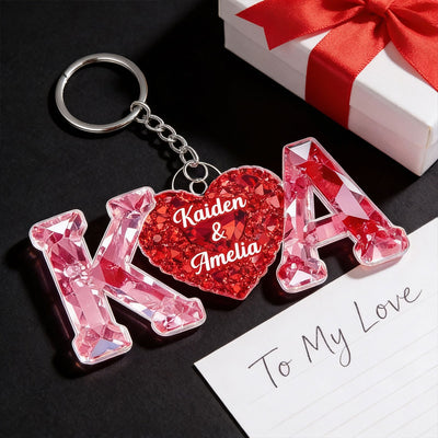 Couple Love Initial - Personalized Acrylic Keychain - Sentimental Anniversary, Valentine's Day Gift for her, for him