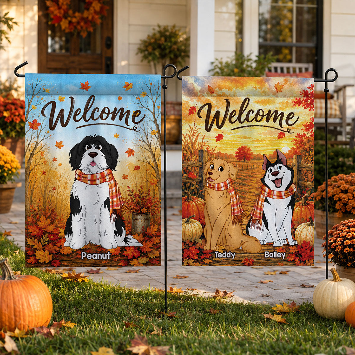 Trending Cute Sitting Dog - Personalized Garden Flag - Fall Season Decoration For Dog Mom, Dog Dad