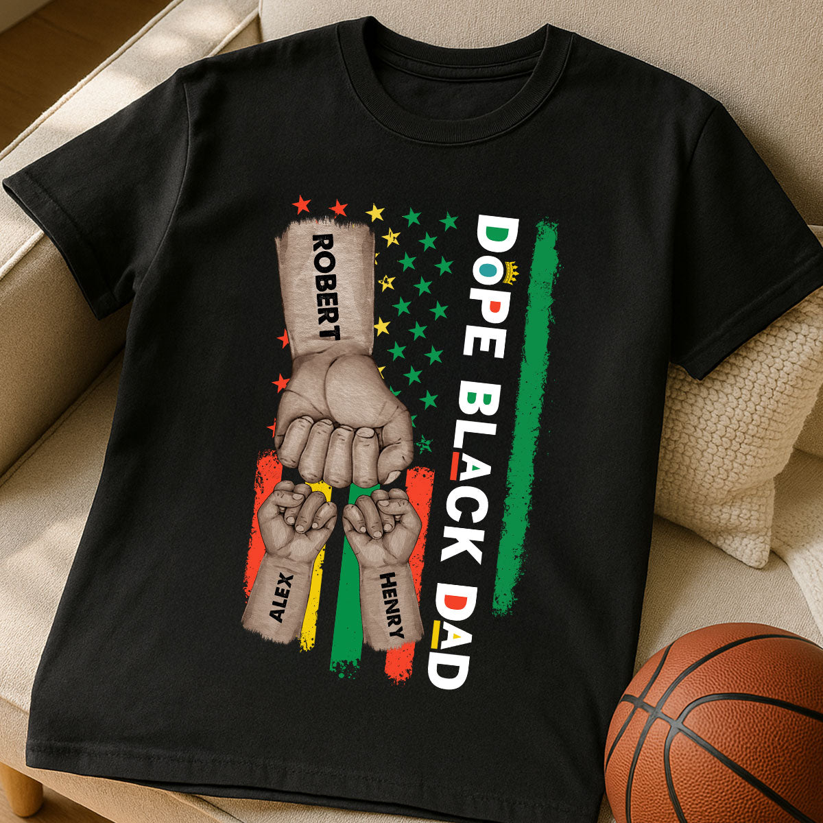 Juneteenth Dope Black Dad African American Flag Personalized Shirt