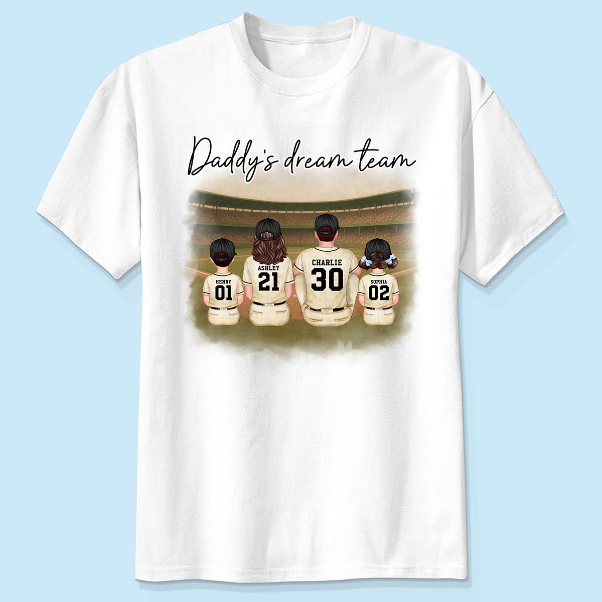 Retro Vintage Baseball Daddy's Dream Team Personalized Shirt, Gift For Dad