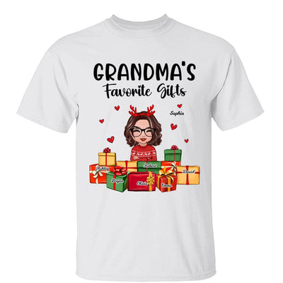 Christmas Cute Grandma Favorite Gifts Grandkids Names Personalized Shirt