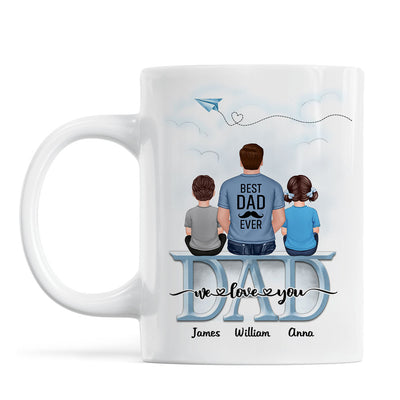 Dad Grandpa And Kids On Text Personalized Mug, Father's Day Gift For Dad, Grandpa, Husband