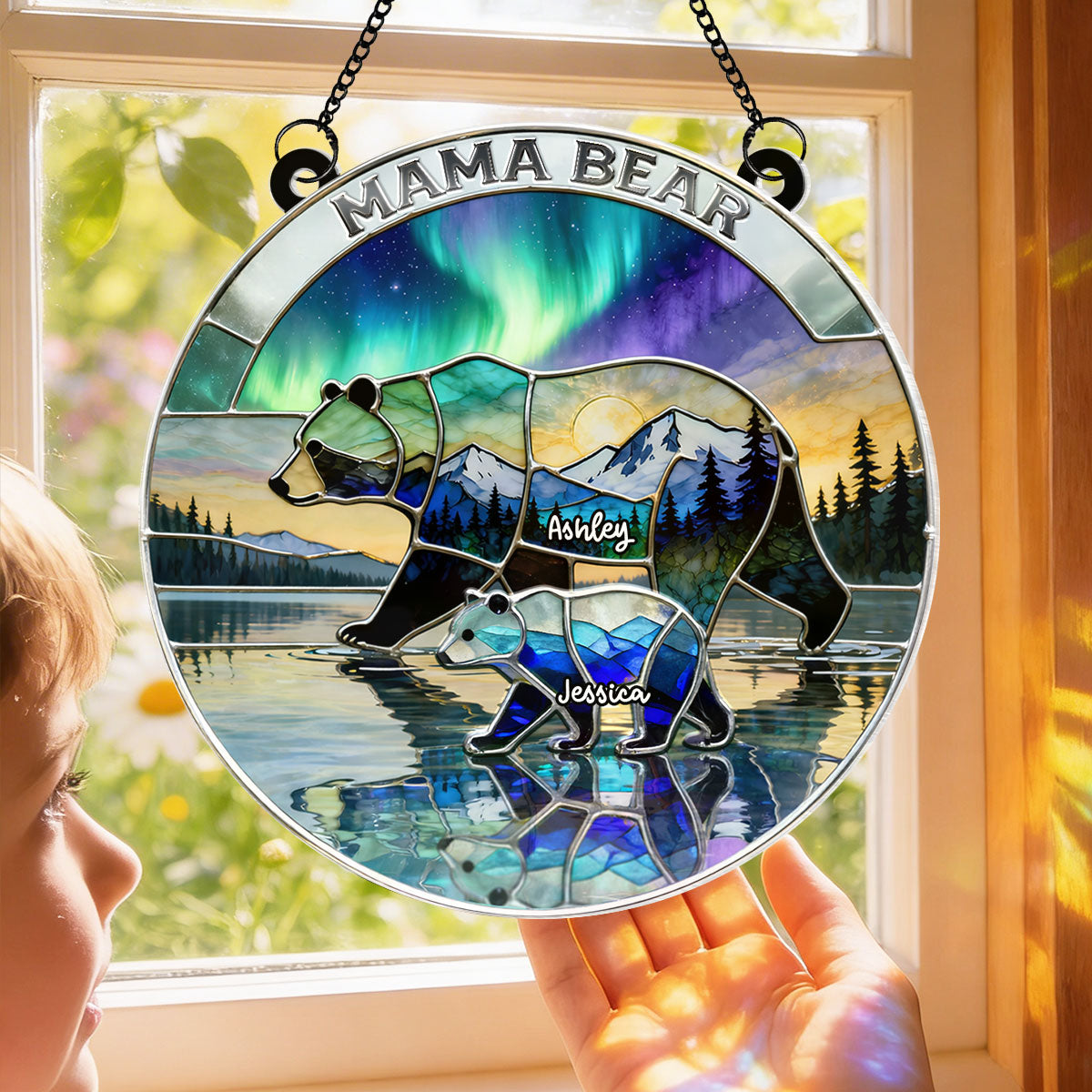 Mama Bear - Personalized Acrylic Window Hanging - Heartfelt Mother's Day Gift for Mom, Wife