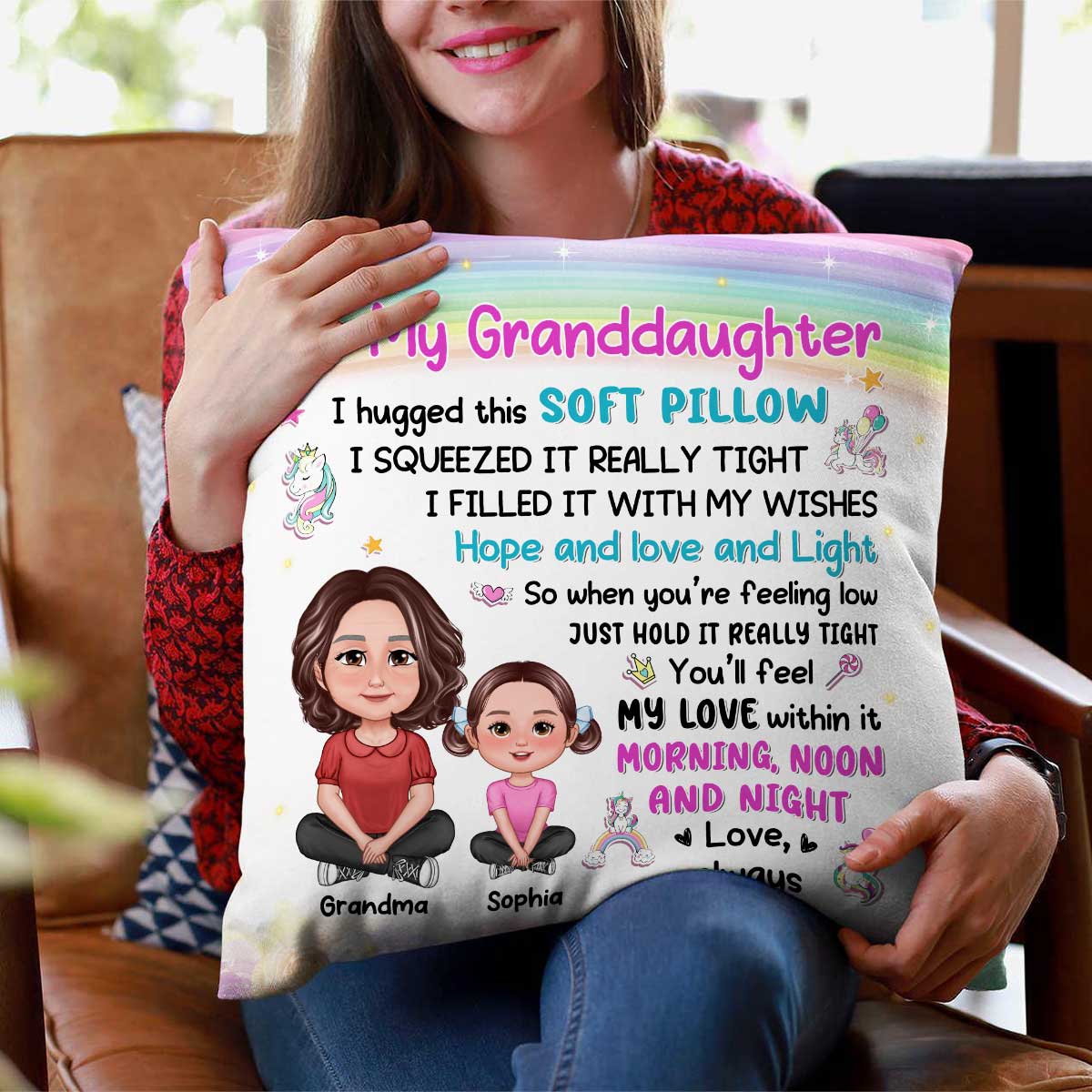 To My Granddaughter Grandson Crossed Legs Grandma Kid Personalized Pillow