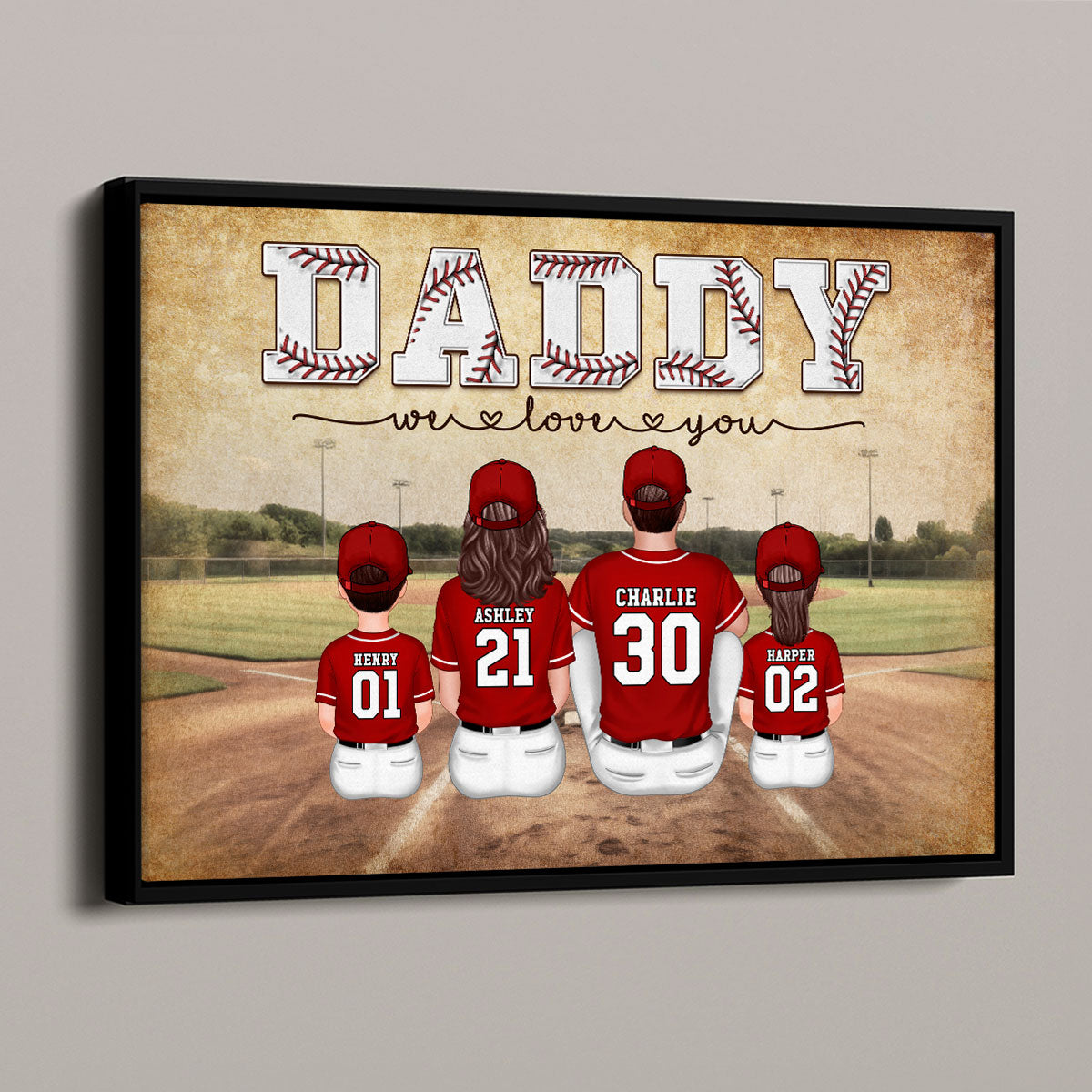 Retro Vintage Baseball Family Dad We Love You Personalized Poster, Gift For Dad