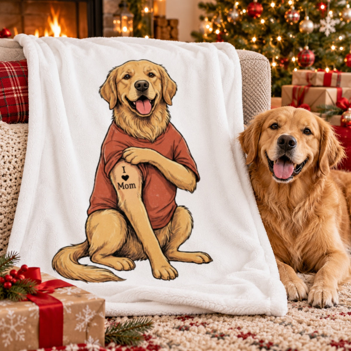 Custom Tattooed Dog Cat Pet from Photo - Personalized Fleece Blanket - Gift for Dog Mom, Dog Dad, Cat Mom, Cat Dad