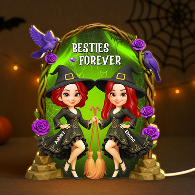 Purple And Green Halloween Gate Besties Sisters Witch Personalized Light Box
