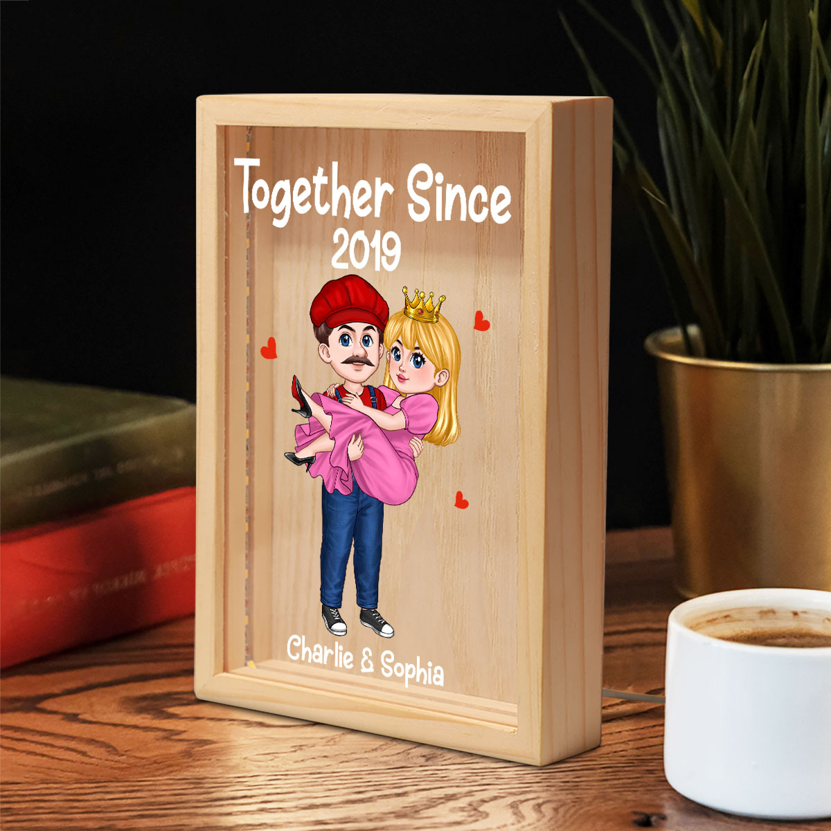 Cute Cartoon Couple Together Since Personalized Frame Light Box