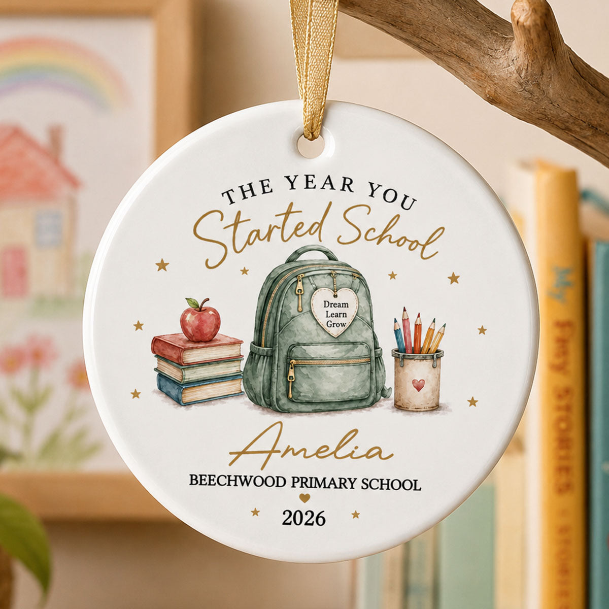 The Year You Started School - Personalized Ceramic Ornament - First Day of School Keepsake, Custom School Starter Gift