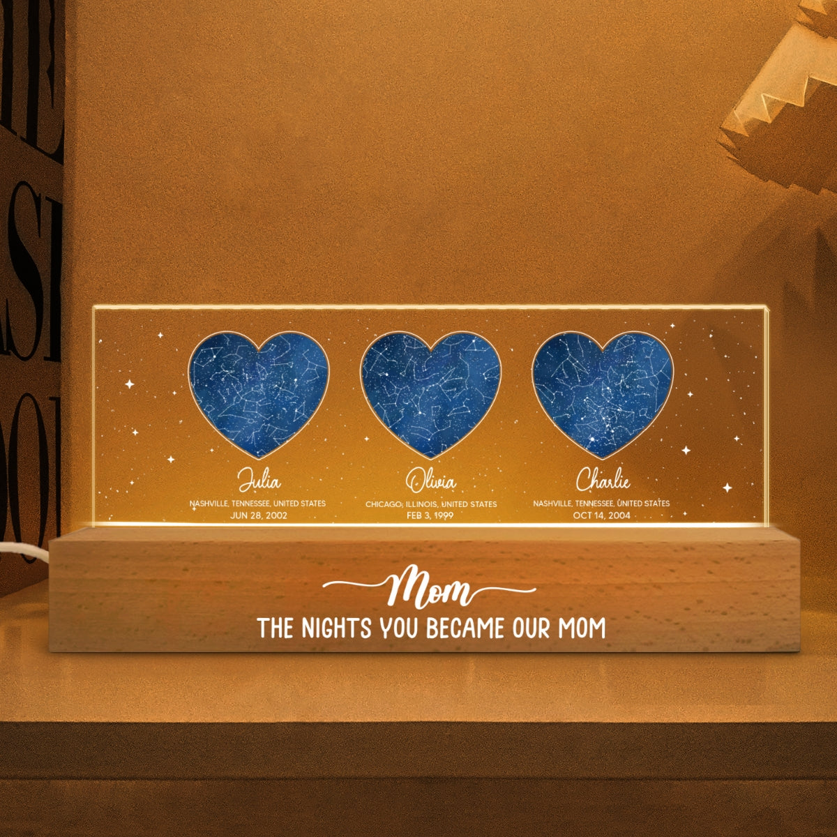 Under This Sky You Became Our Mom Custom Star Map Personalized Acrylic LED Night Light, Heartfelt Gift Birthday Gift Just Because Gift For Mom