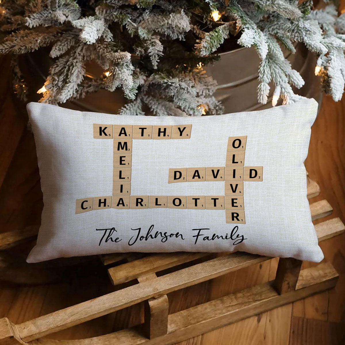Family Crossword Puzzle Art Family Bond Personalized Rectangle Pillow