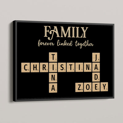 Family Forever Linked Together Crossword Puzzle Personalized Poster, Birthday Gift For Mom, Gift or Just Because