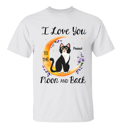 Floral Sitting Cat Cartoon And Moon Personalized Shirt