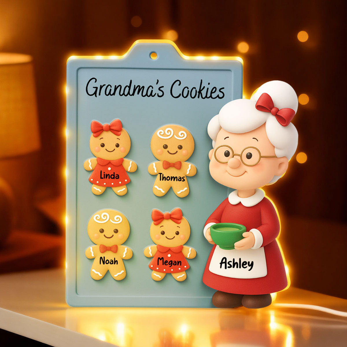 Grandma Cookies 3D Effect - Personalized Light Box - Christmas Gift for Grandmas