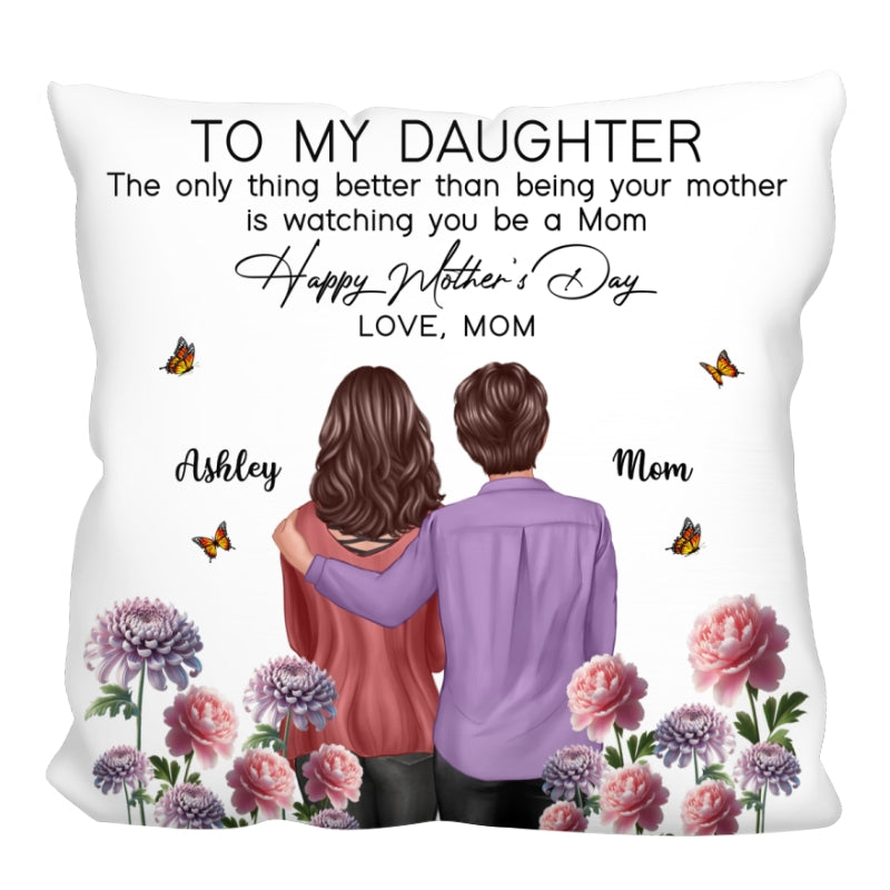 To My Daughter From Mom Happy Mother's Day Birth Flower Personalized Pillow, Gift For Daughter