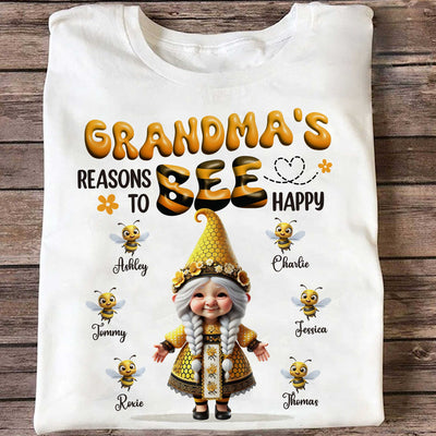 Gnome Grandma Reason To Bee Happy Personalized Shirt, Gift For Grandma