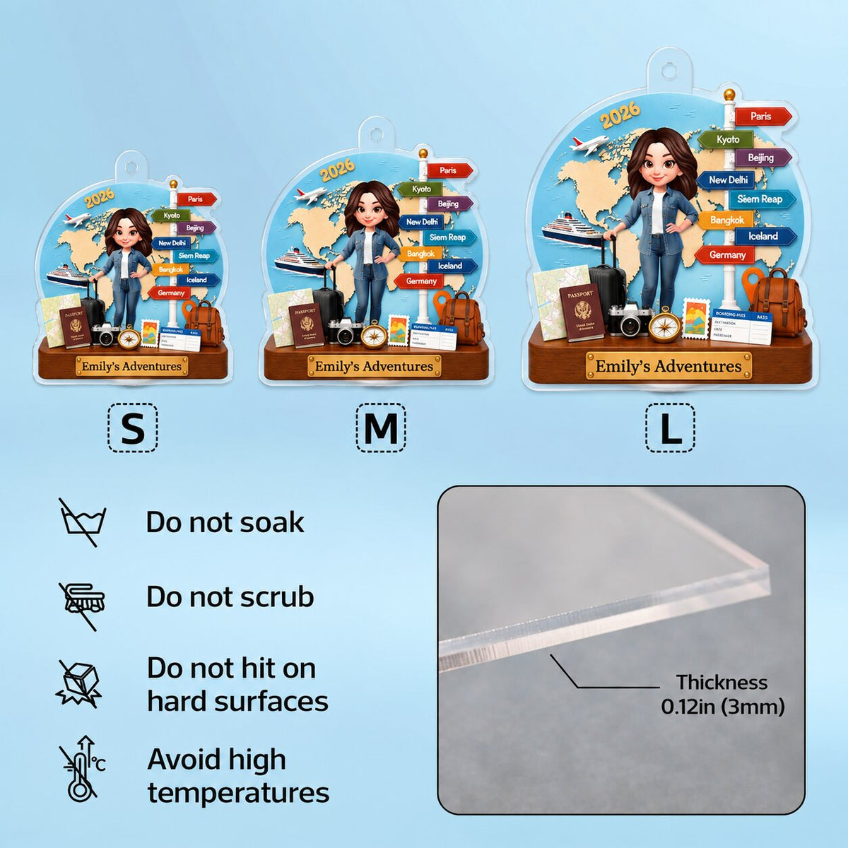Traveling Destination Travel Adventure 2D Flat - Personalized Acrylic Keychain