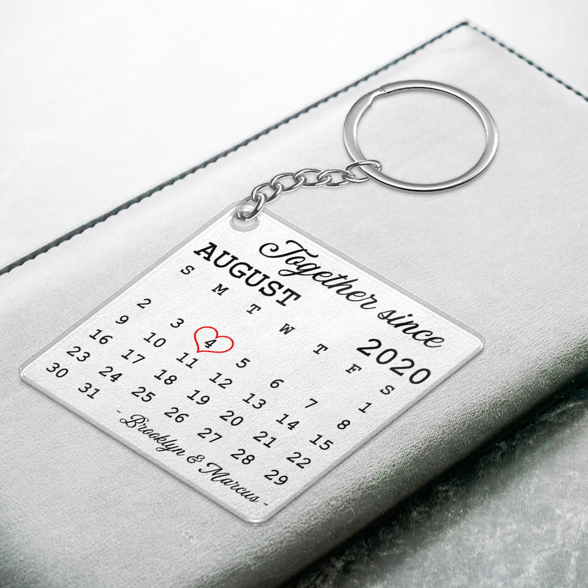 Simple Anniversary Date Calendar Personalized Acrylic Keychain