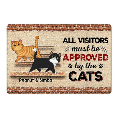 Brick Background Visitors Must Be Approved By The Cats Personalized Doormat
