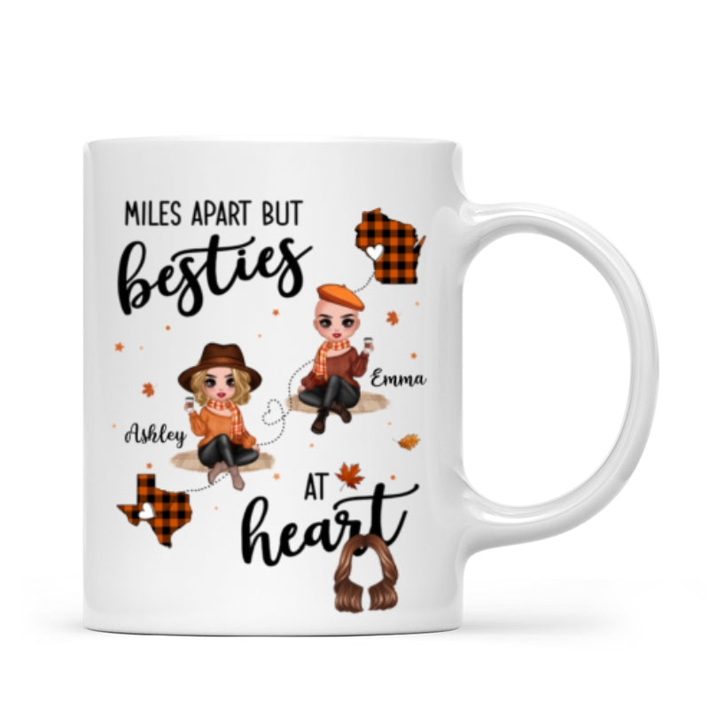 Fall Season Plaid Long Distance Doll Besties Personalized Mug