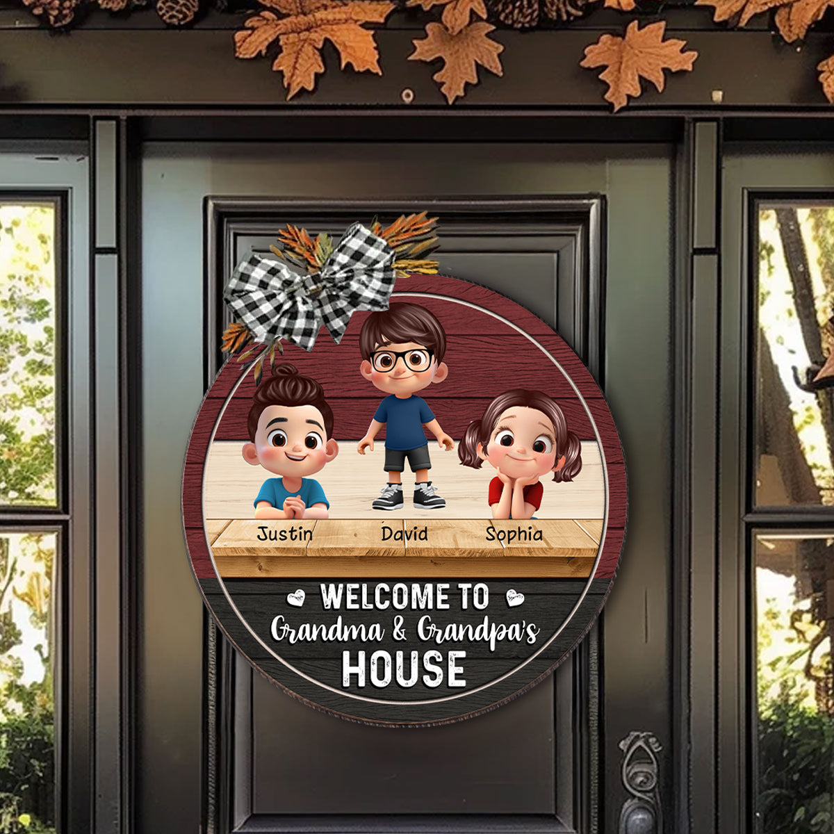 Welcome to Grandma & Grandpa's House Personalized Wooden Door Sign, Fa ...