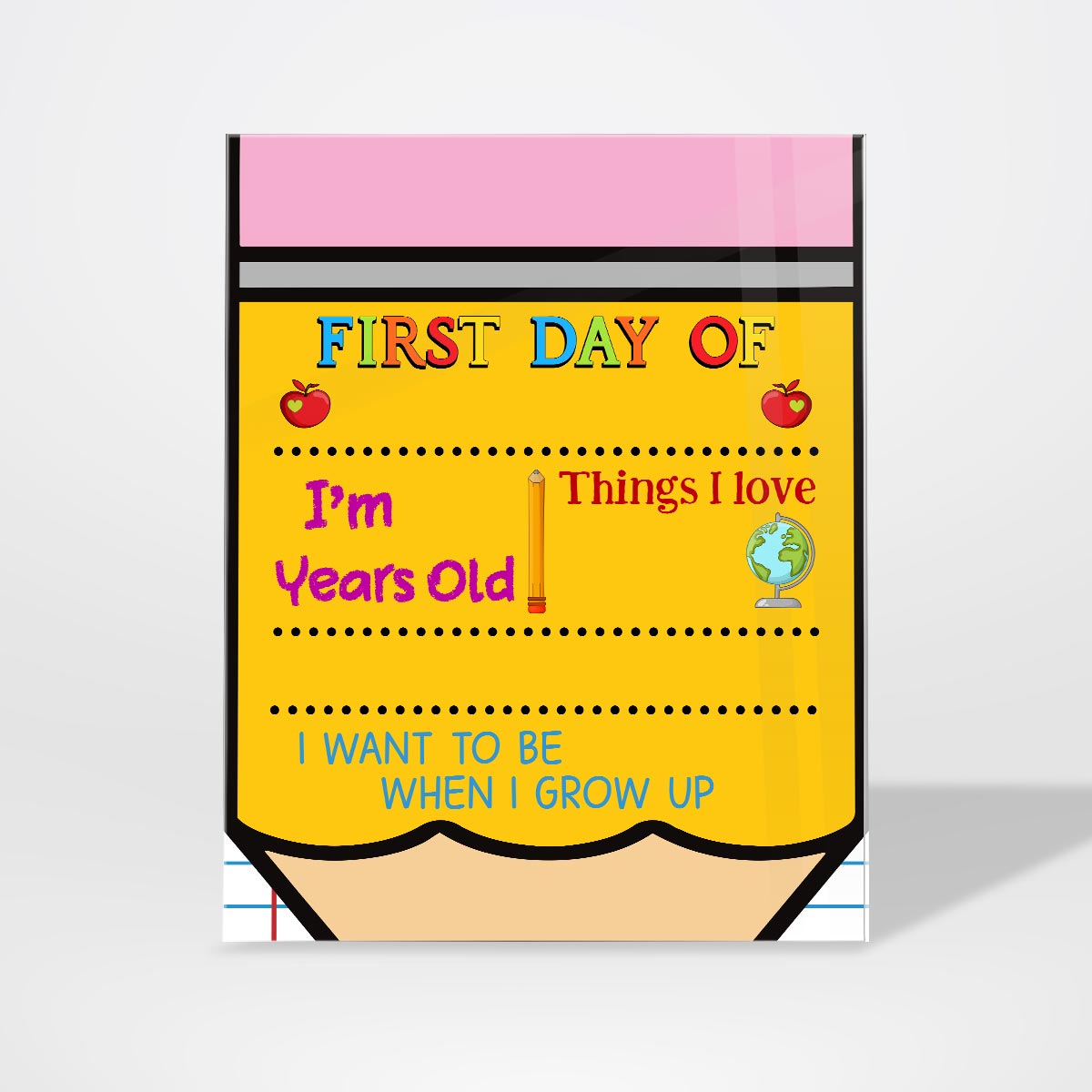Acrylic First Day Of School Personalized Reusable Board Sign