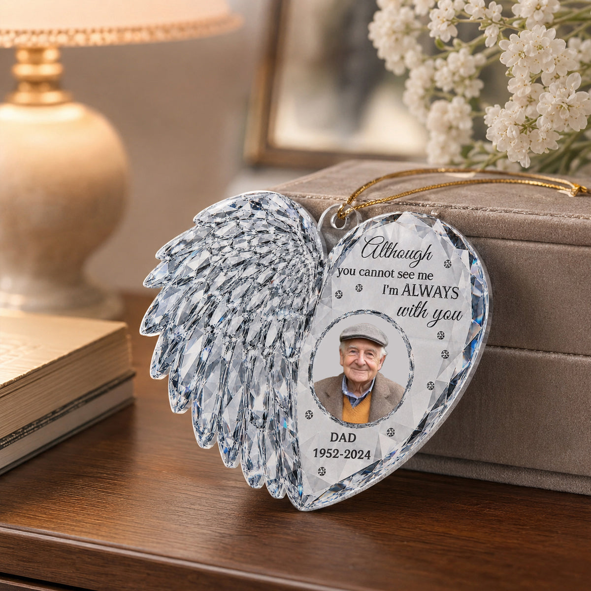 Heart Memorial Angle Wing Custom Photo - Personalized Acrylic Ornament - Memorial Gift For Loss Of Loved Ones