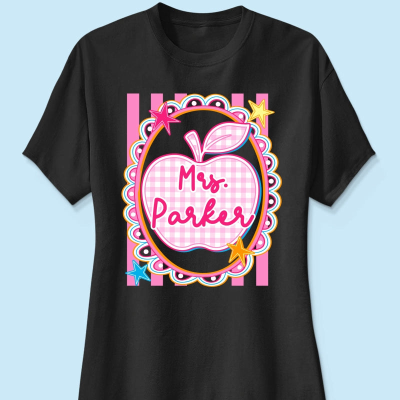 Preppy Apple Teacher Custom Name - Personalized Shirt - Back To School Gift for Teachers