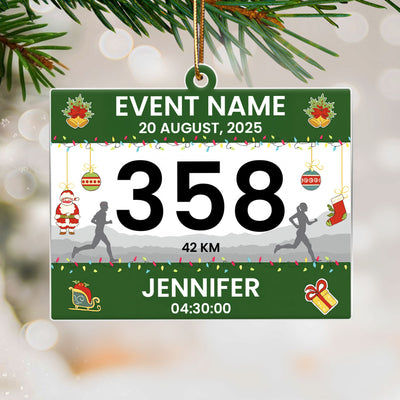 Custom Race Bib Cross Country Marathon - Personalized Acrylic Ornament - Christmas Gift for Marathon Runner, Marathon Lover