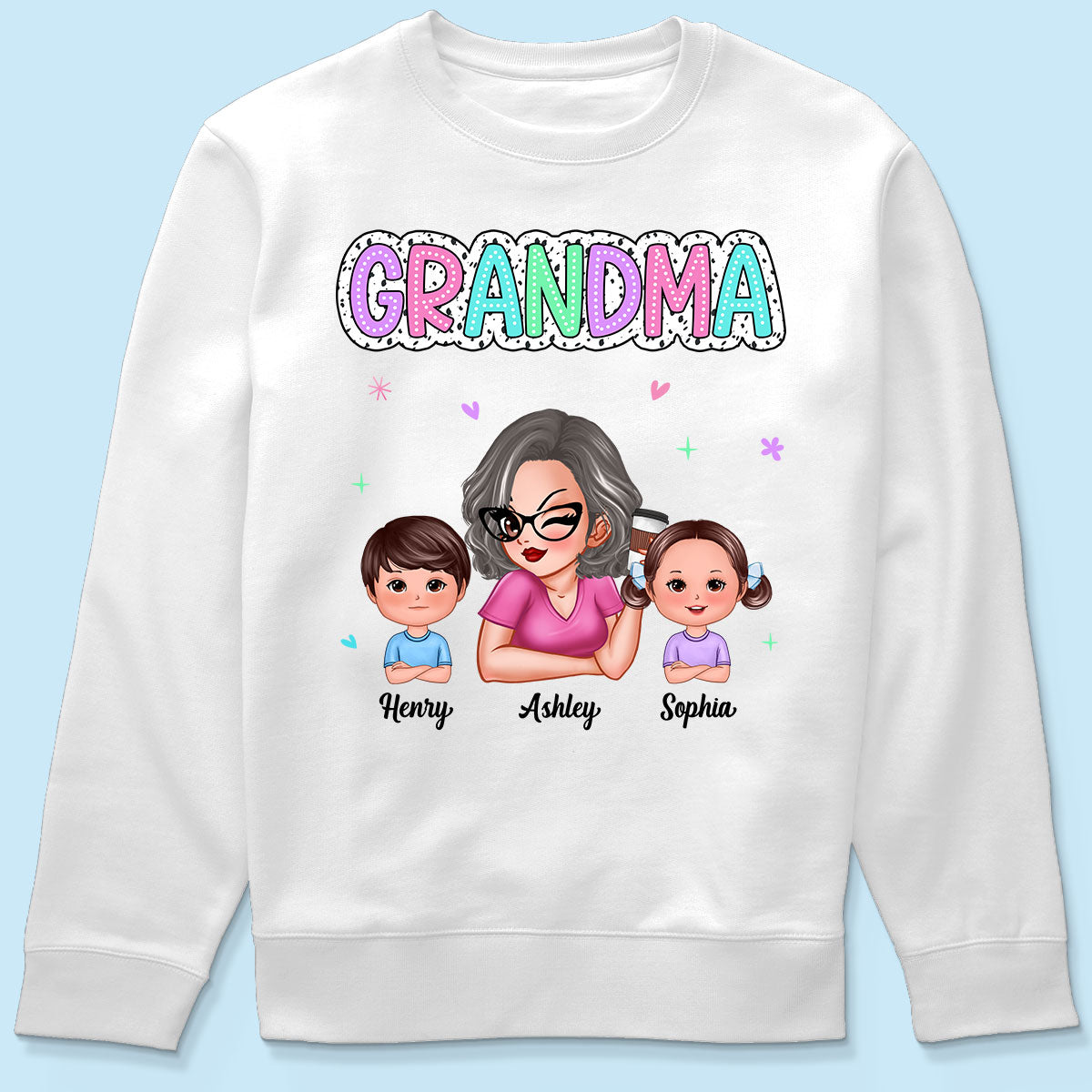 Summer Pastel Dalmatian Dots Grandma And Grandkids Personalized Shirt
