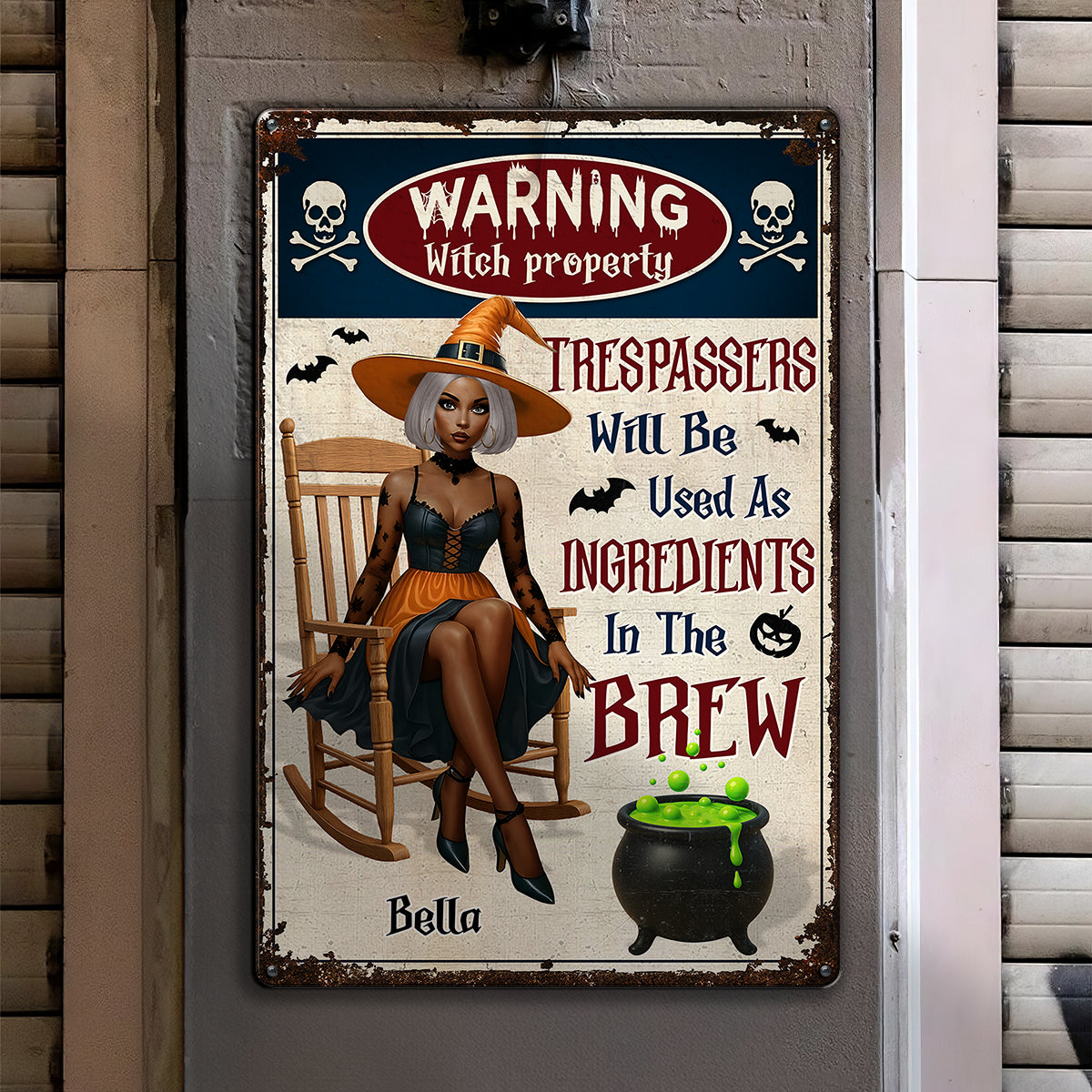 Warning Witch Property Personalized Metal Sign, Backyard Sign, Home Decor Gift For Yourself