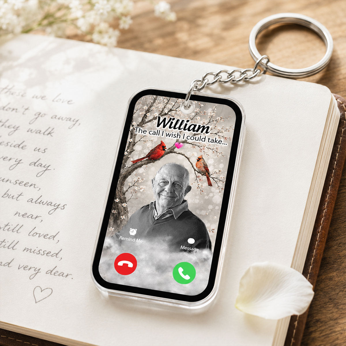 Cardinals The Call I Wish I Could Take - Personalized Acrylic Keychain - Memorial Sympathy Gift Remembrance Keepsake Photo Inserted