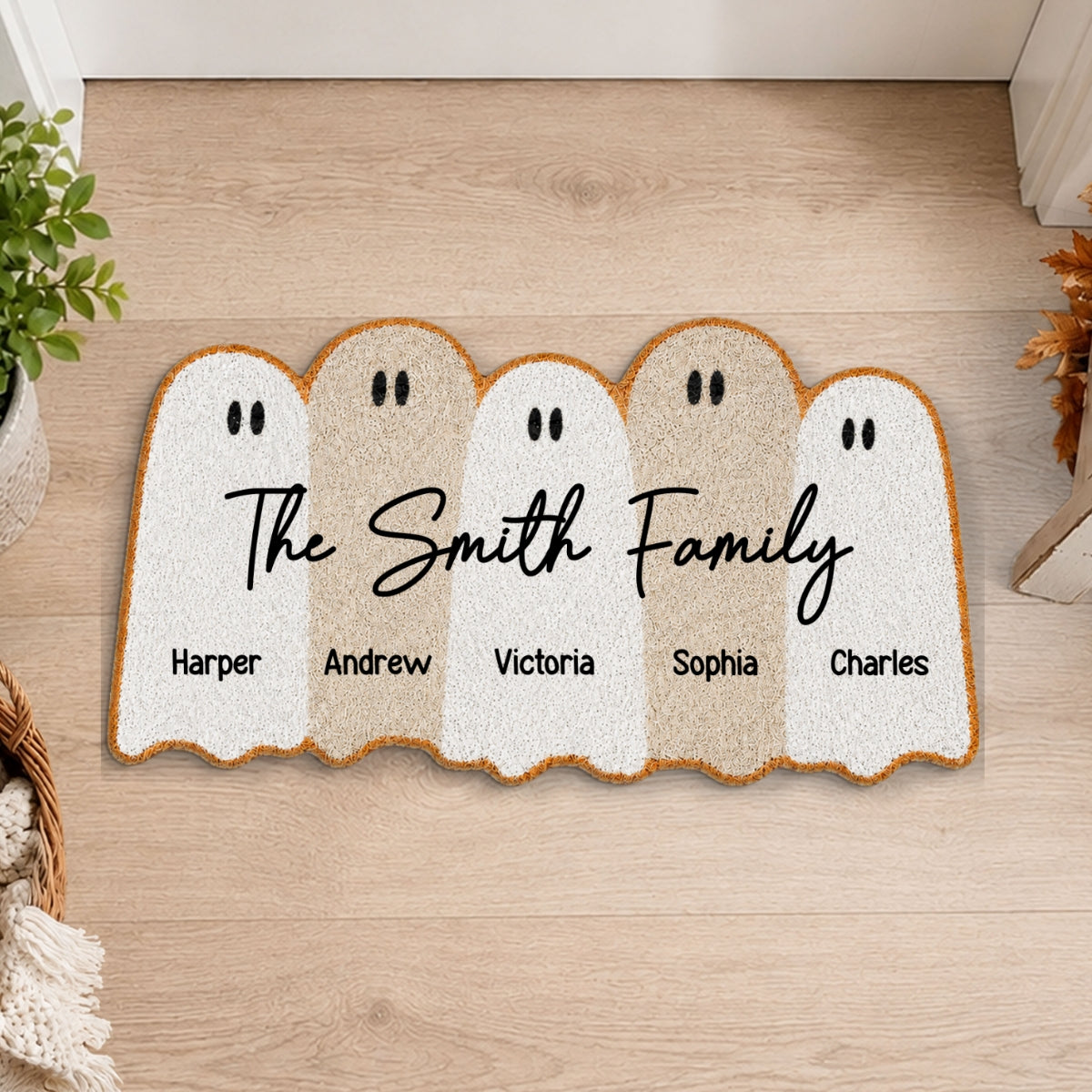 Ghost Family With Names - Personalized Doormat - Halloween Home Decor