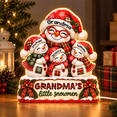 Grandma's Little Snowmen - Personalized Light Box - Heartfelt Christmas Gift for Grandma, Family Keepsake