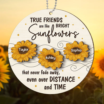 Friendship Gifts Sunflowers Personalized 2-Layer Wooden Ornament