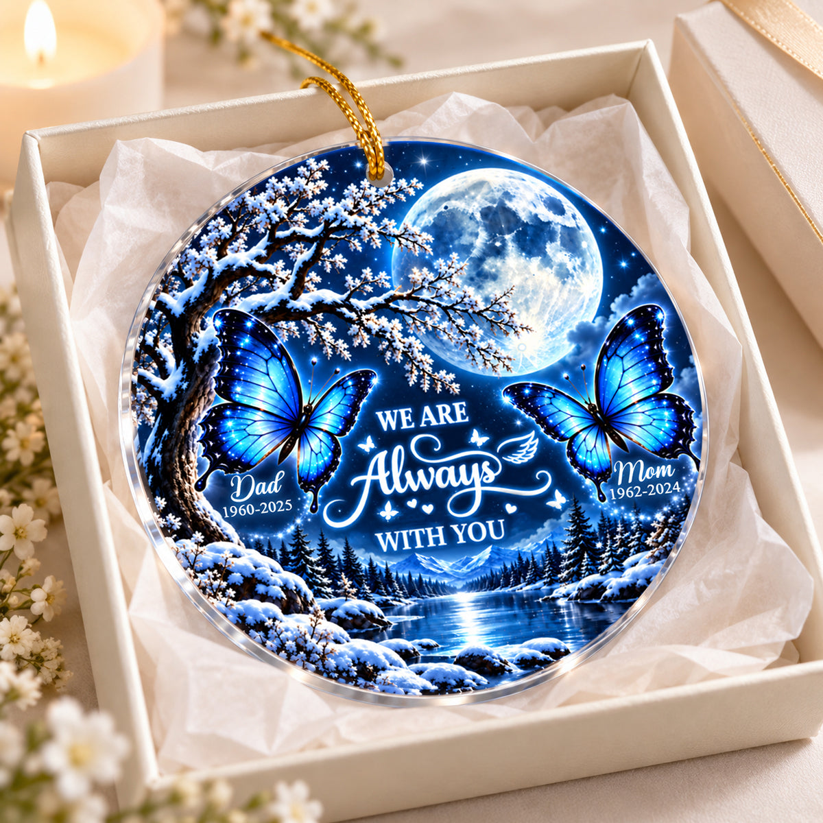 Always With You Butterfly Memorial - Personalized Acrylic Ornament - Heartfelt Sympathy Keepsake for Loved Ones