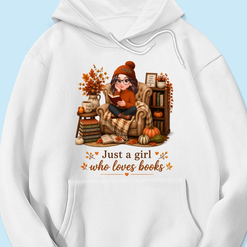 Cozy Reading Books Coffee Girl - Personalized Shirt - Fall Season Gift, Gift For Book Lovers
