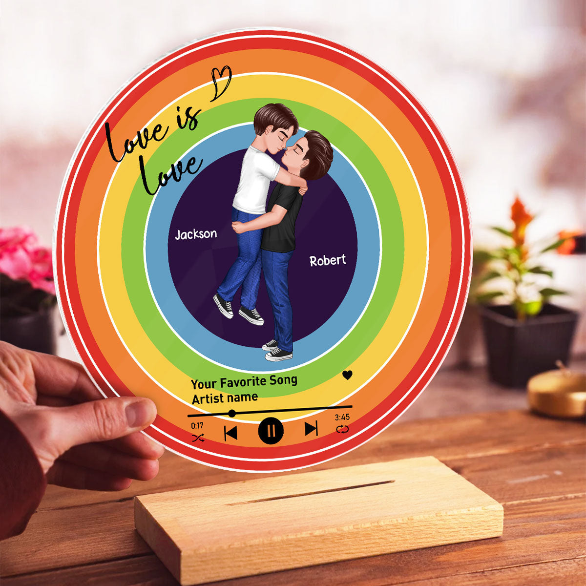 Custom Song  LGBTQ Couple Personalzied Acrylic Record, Anniversary gift, Pride Month gift for him, for her