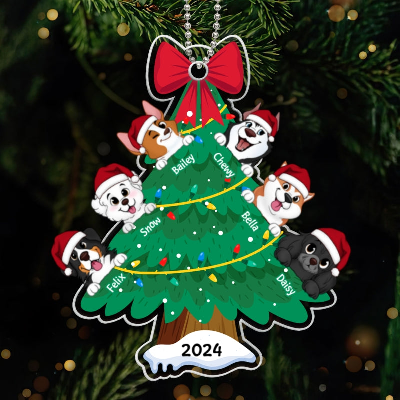 Happy Christmas Dogs Personalized Acrylic Ornament, Gift For Dog Lovers
