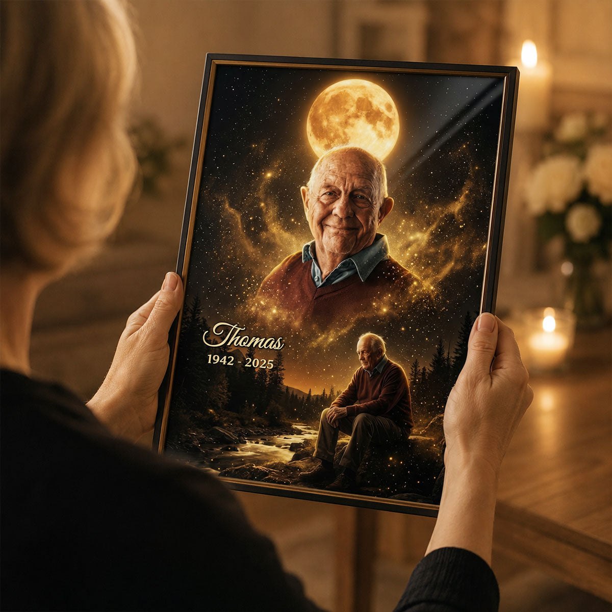Unshadowed Moon - Personalized Poster - Custom Photo, Memorial Sympathy Gift
