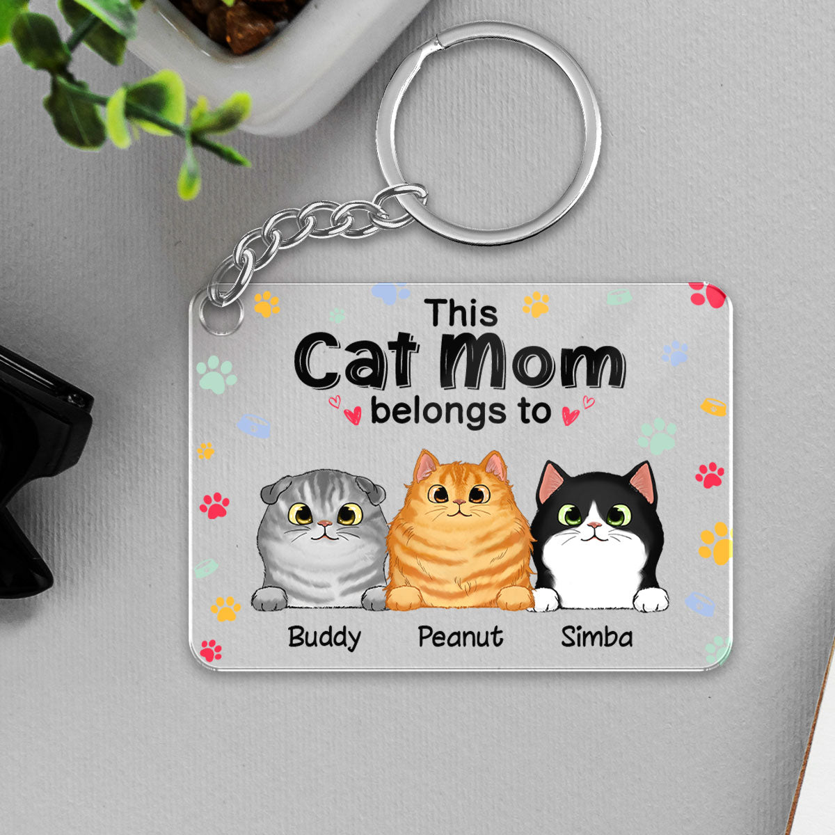 This Cat Dog Dad Mom Belongs To Personalized Acrylic Keychain