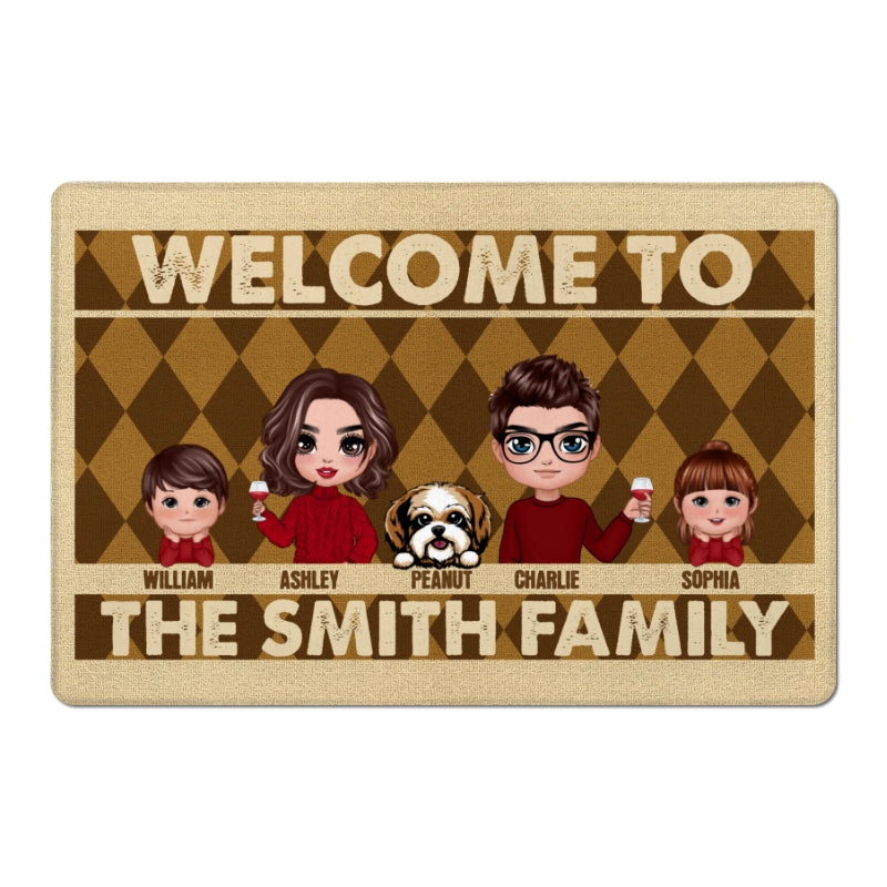 Family Kids Dogs Cats Housewarming Gift Personalized Doormat