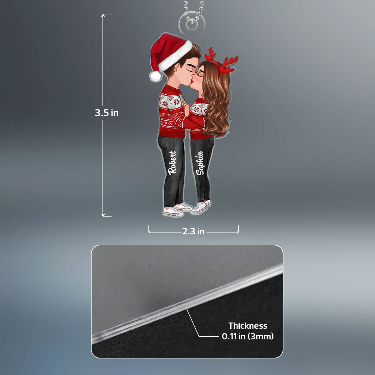 Doll Couple Kissing Christmas Gift For Him For Her Personalized Acrylic Ornament