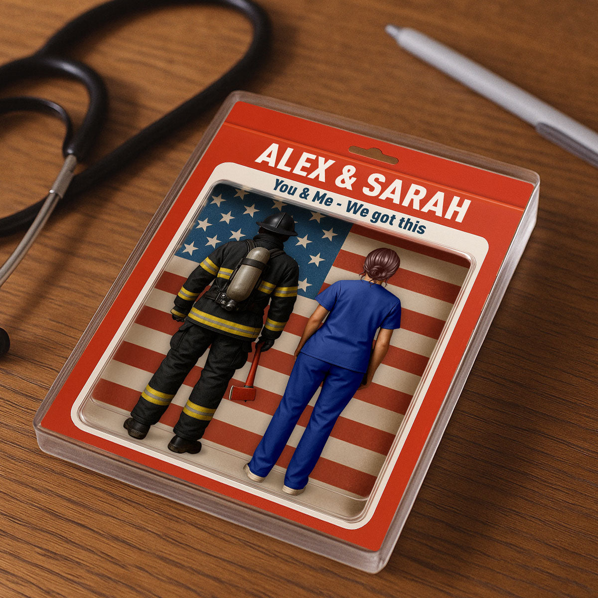 Hero Couple You & Me We Got This Realistic Figures Style Personalized Acrylic Block Plaque