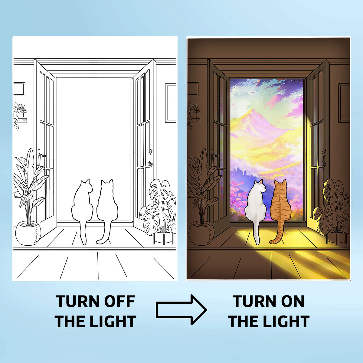 Wall Art Frame Light, The Collision of Light and Art, Personalized Luminous Frame Light Box, LED Night Light, Gift For Cat Lovers